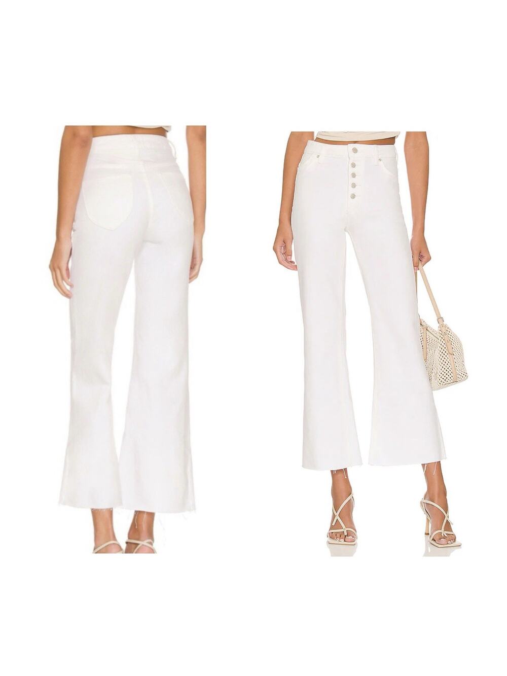 Rolla's Eastcoast Flare Jeans Ankle Crop White High Rise Raw Hem Size 28 NEW